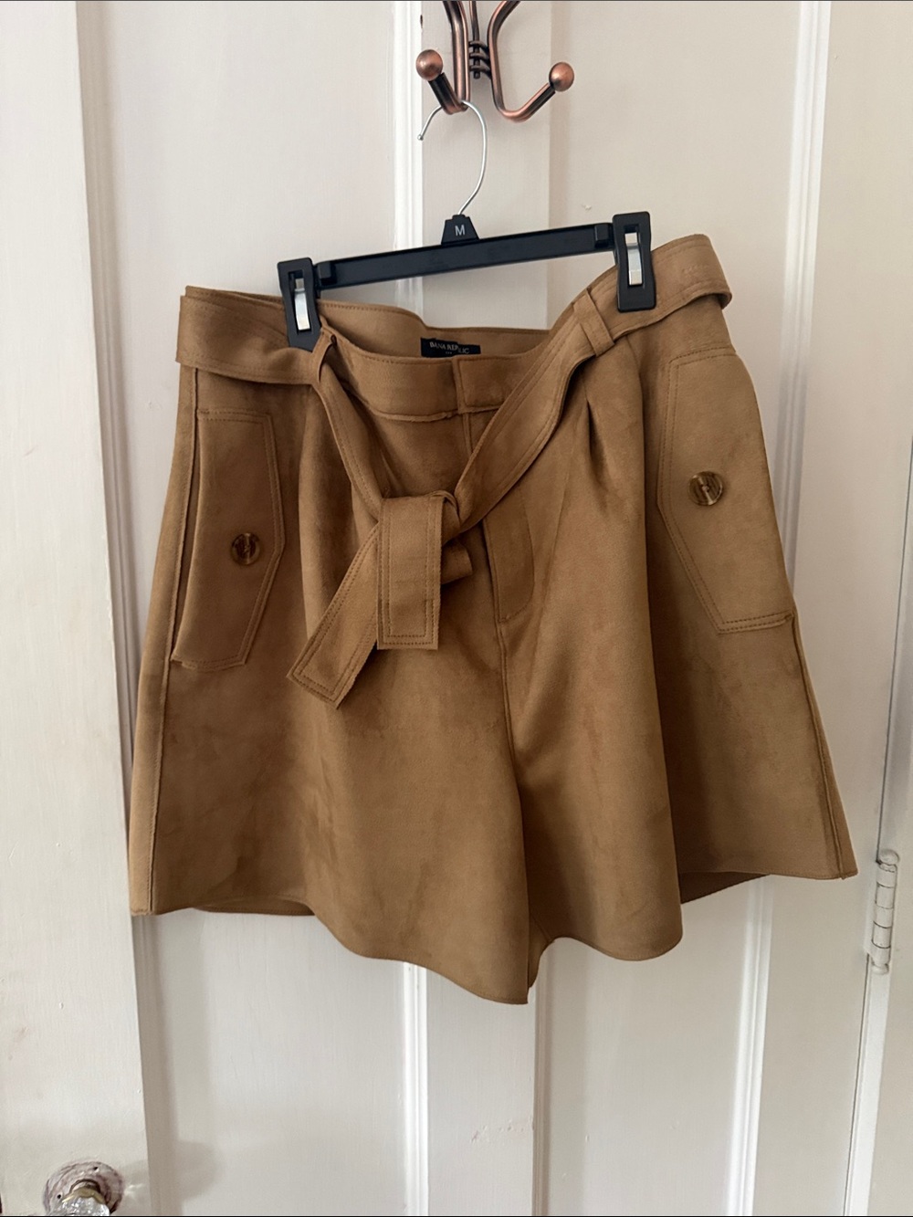 Banana Republic Tan Suede-Look Skater Shorts with Belt